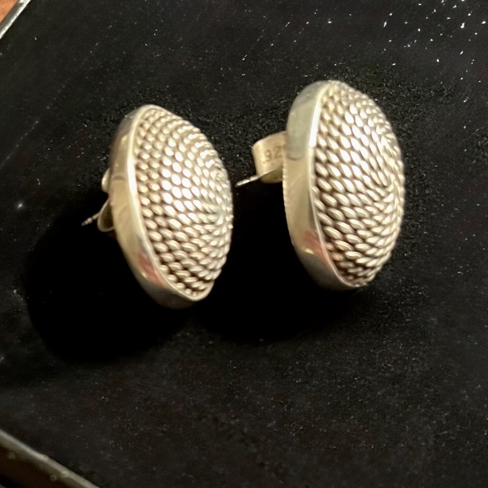 Vintage 925 Sterling Silver Mexican Braided Earrings - Picture 2 of 5